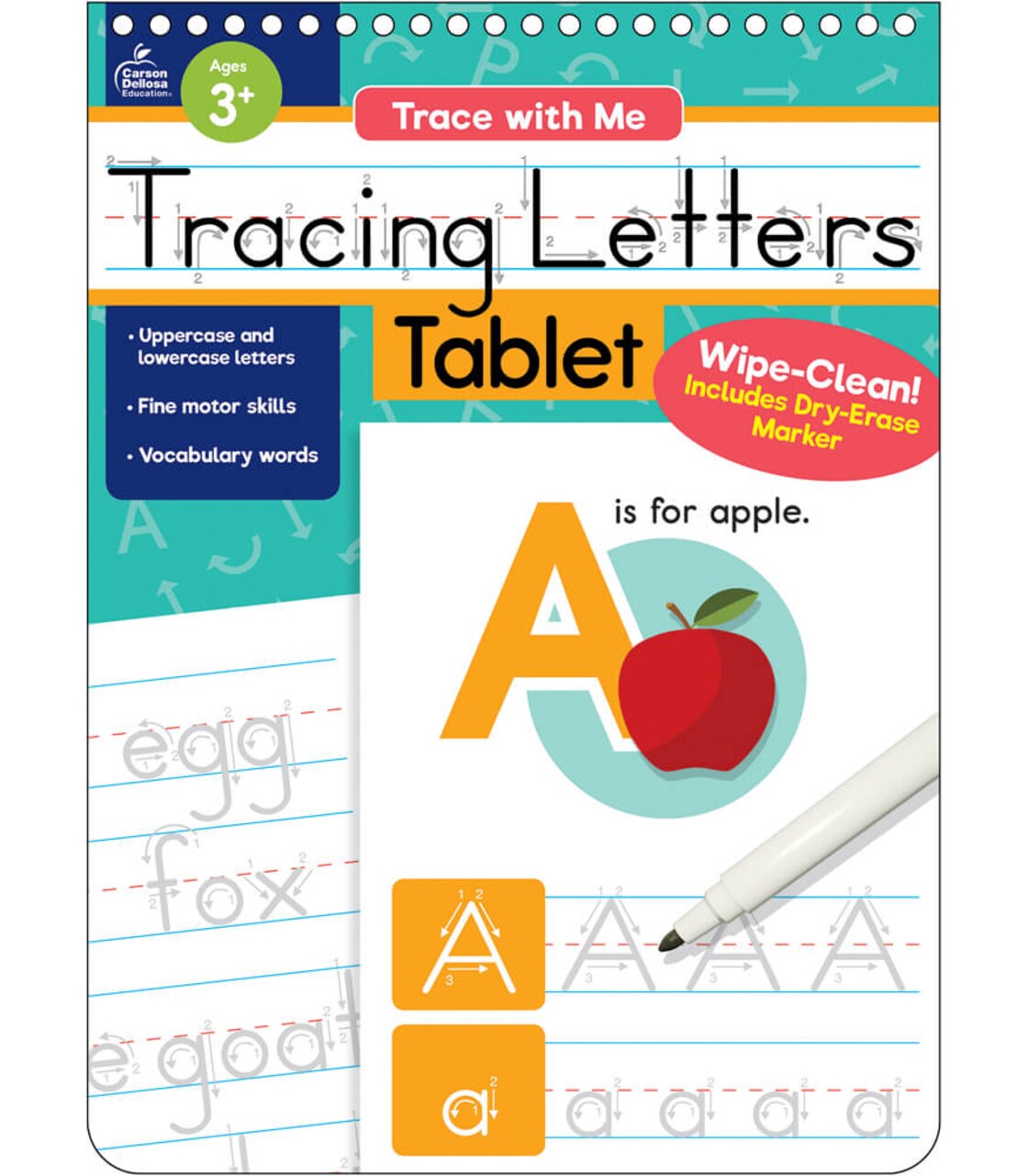Carson Dellosa Trace with Me: Tracing Letters Wipe Clean Workbook Pre-K, Practice the Alphabet with Dry Erase Marker for Preschool and Kindergarten